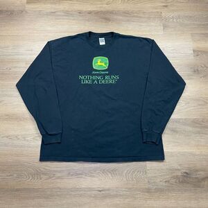 Vintage Shirt Mens 2XL Black John Deere Nothing Runs Like a Deere Promo 90s